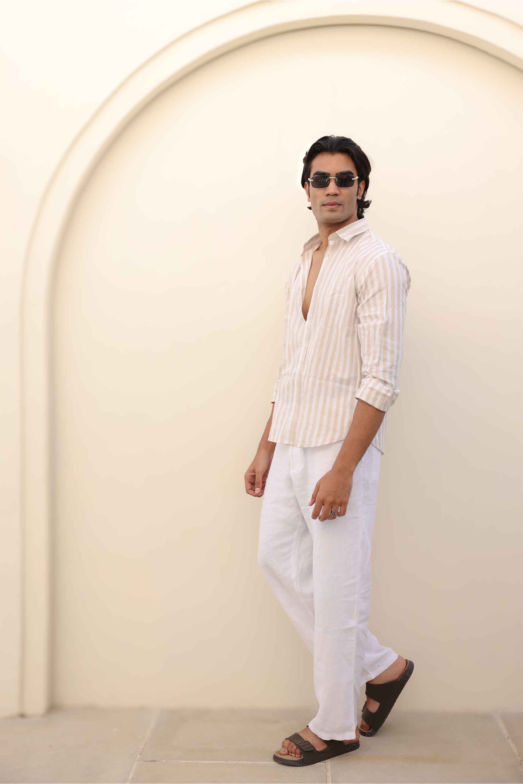 Regular-Fit Short-Sleeved Linen-Blend Shirt