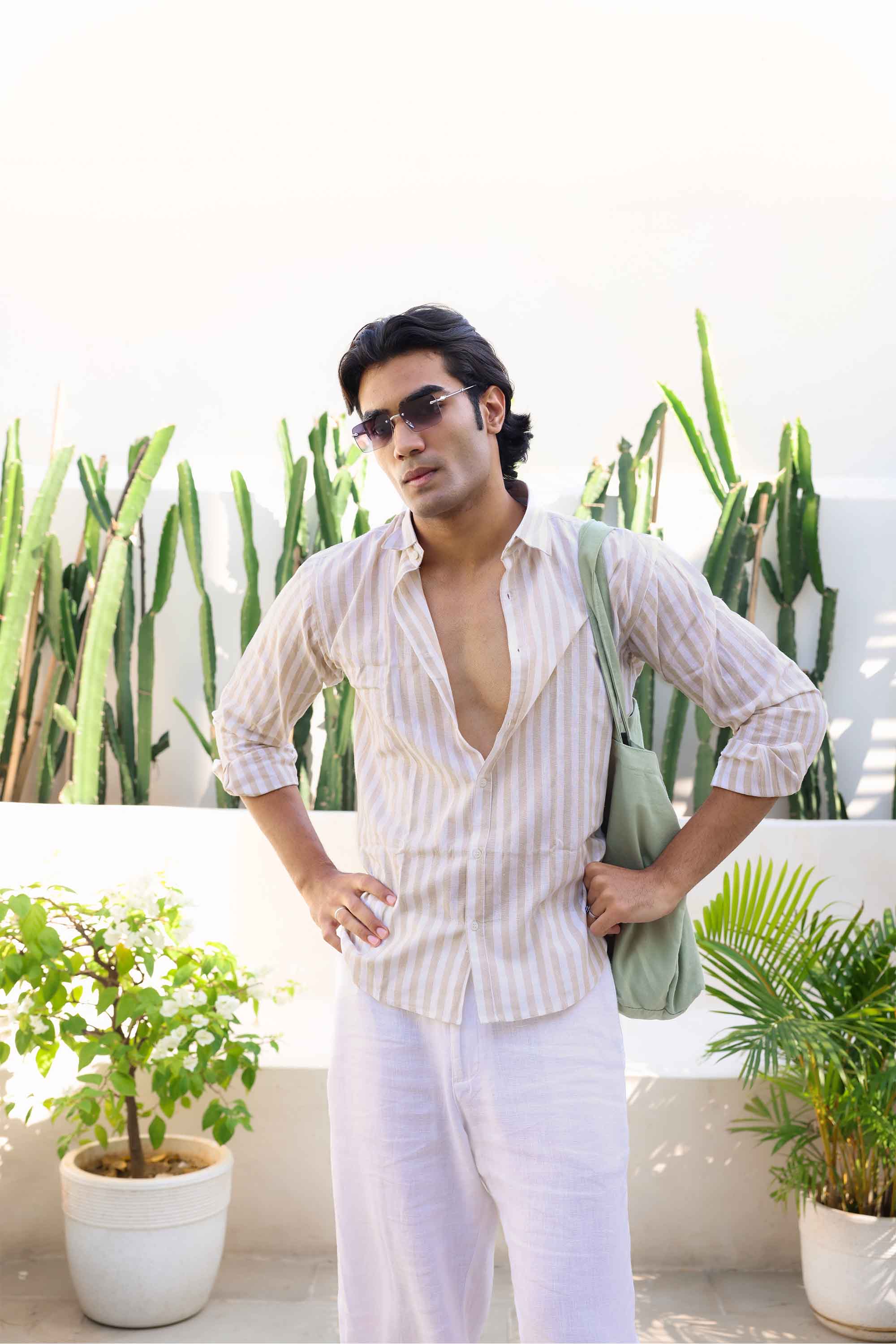 Regular-Fit Short-Sleeved Linen-Blend Shirt