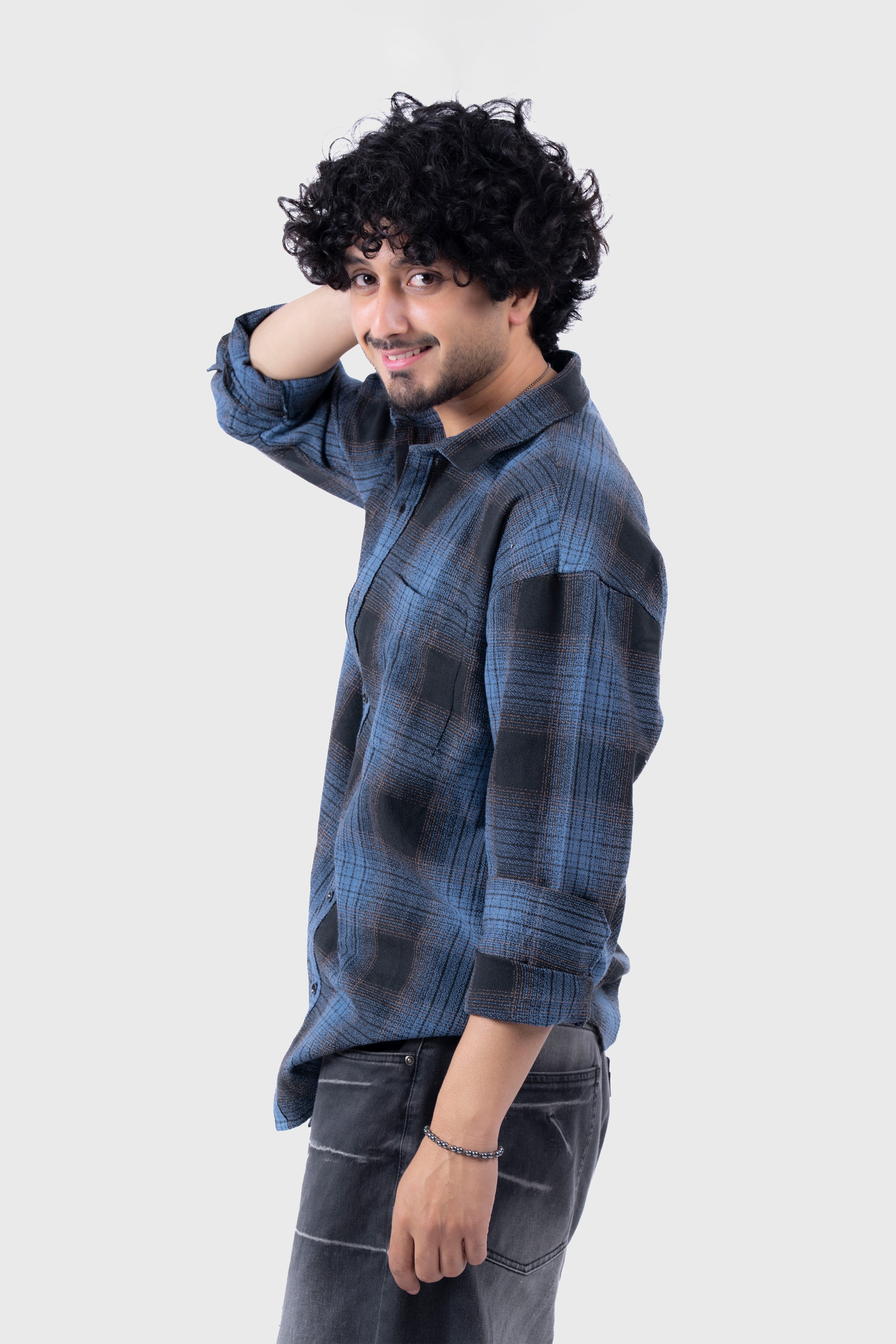 Blue Structured Checks Shirt