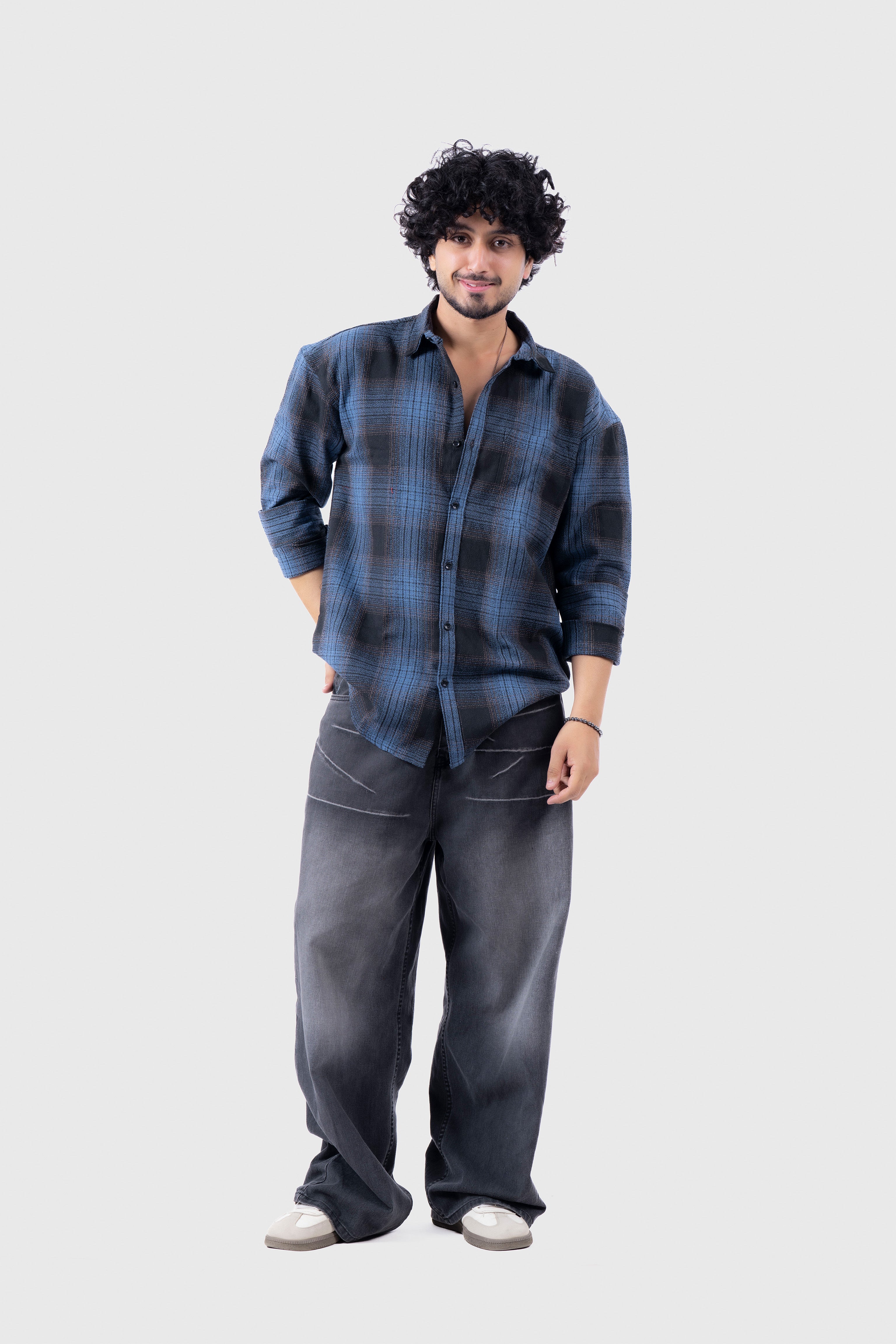 Blue Structured Checks Shirt