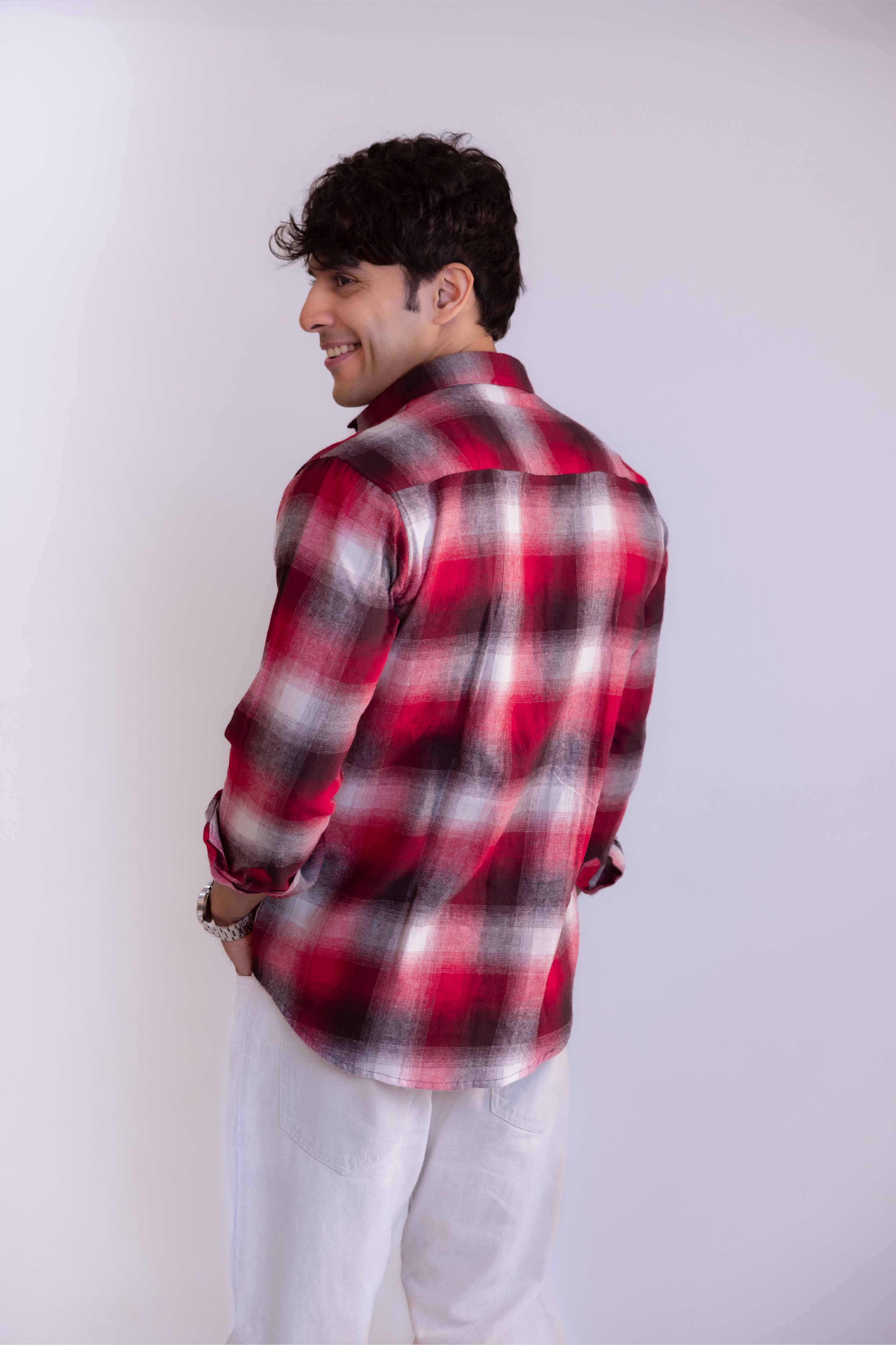 Red and Black Structured Checks Shirt