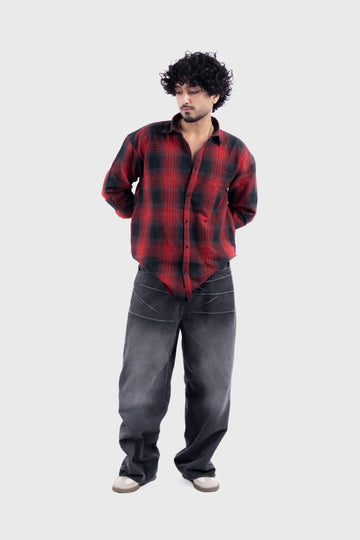 Red Structured Checks Shirt