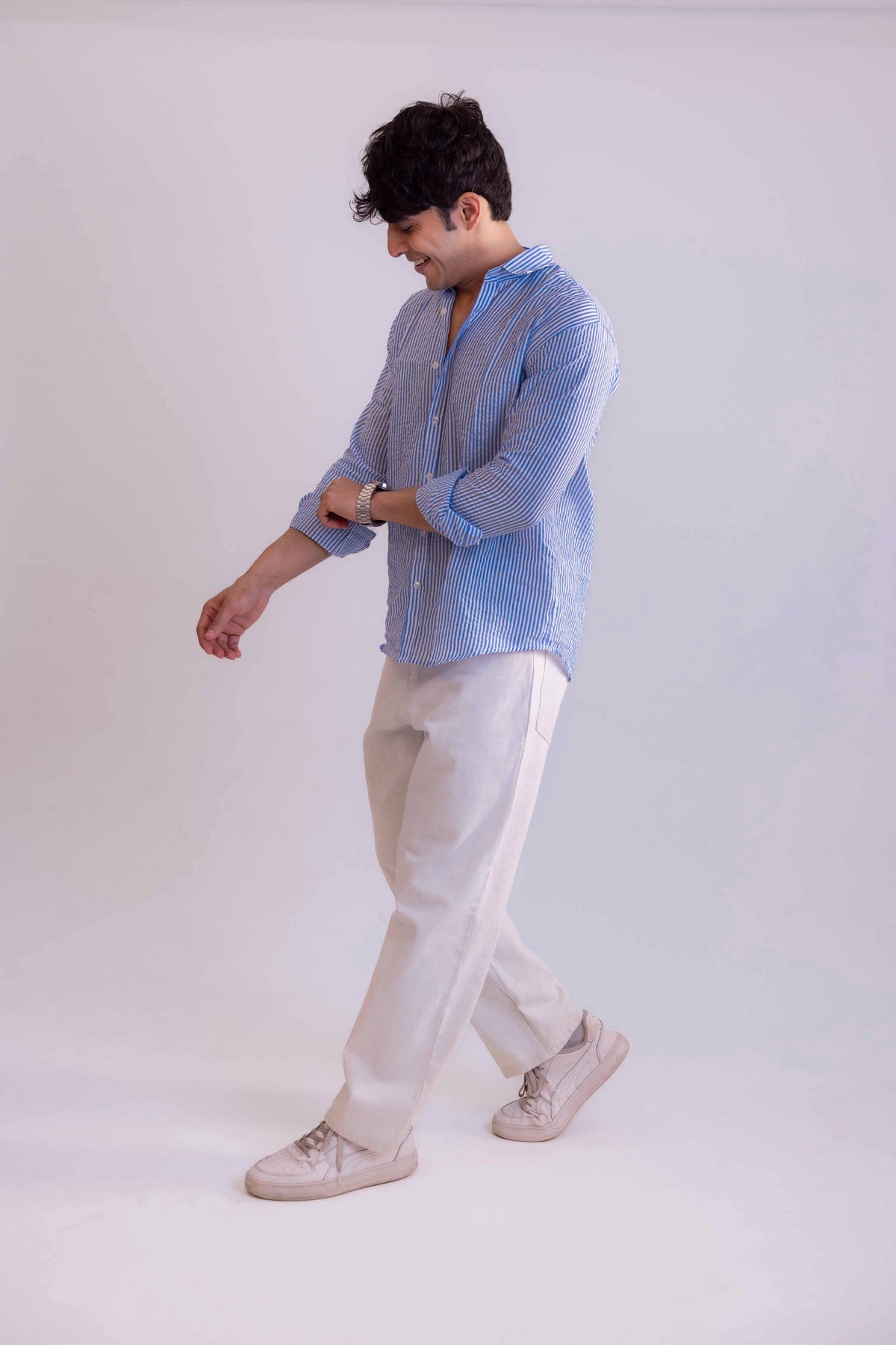 Blue Stripe Regular Fit Full sleeves Shirt