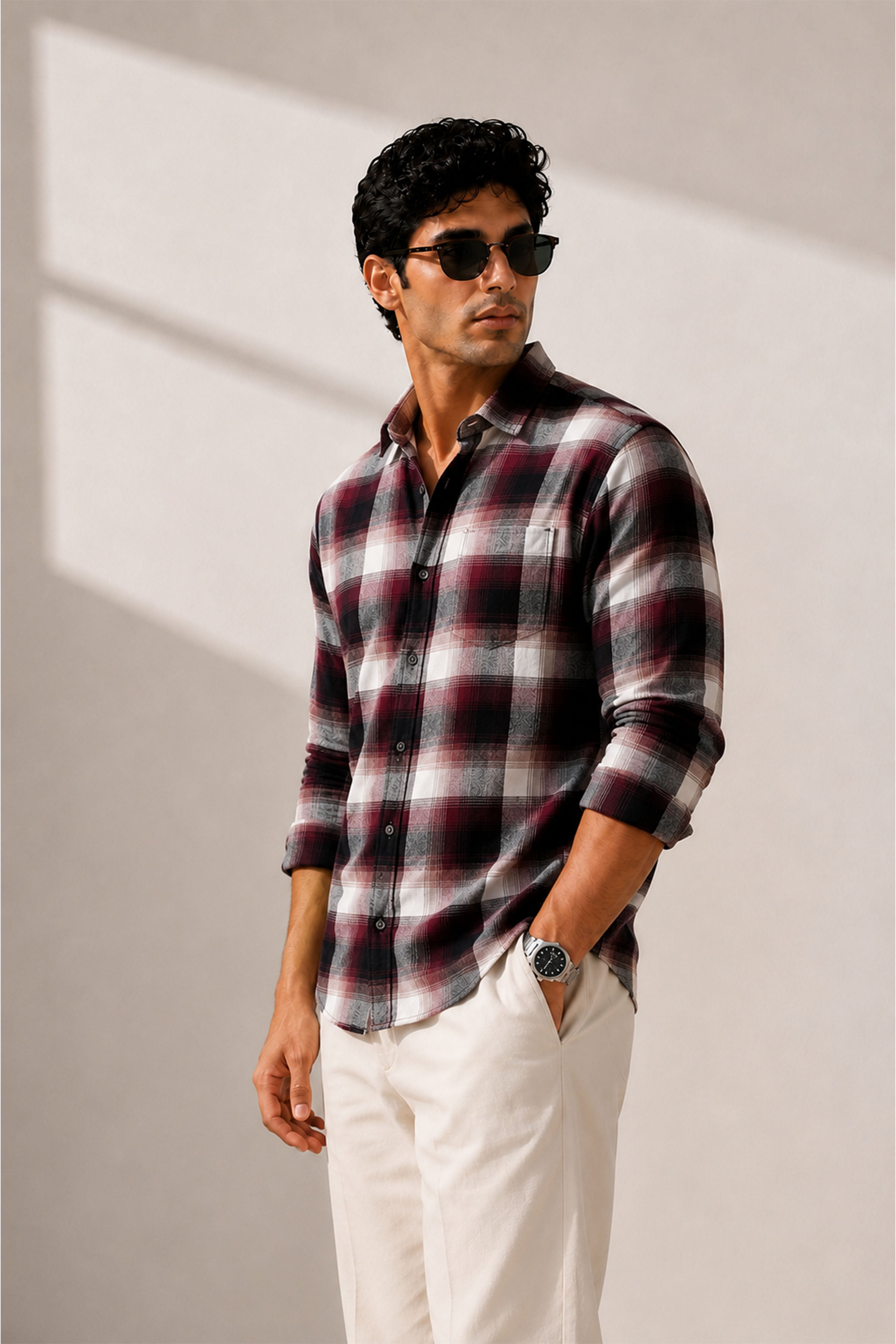 Boxy Fit Oversize Shirt Maroon