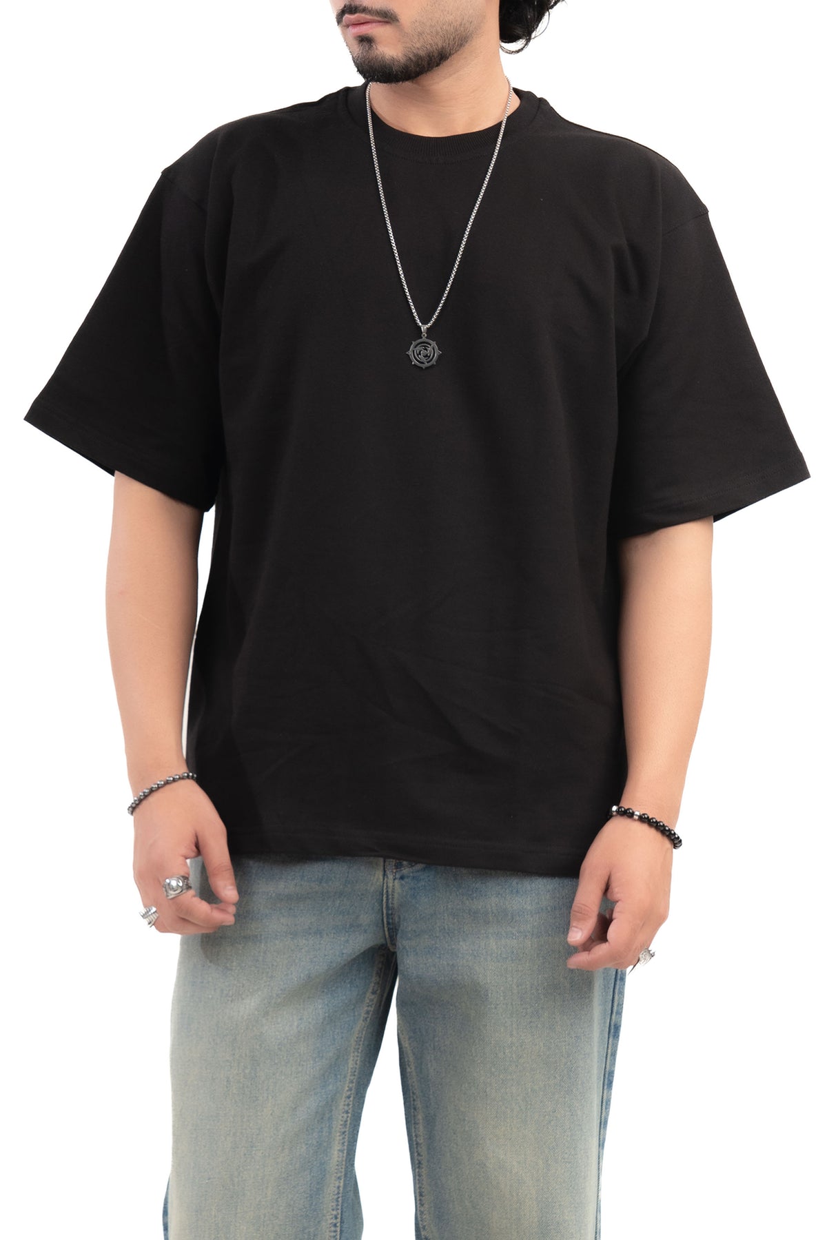 Black Solid Oversize T-Shirt