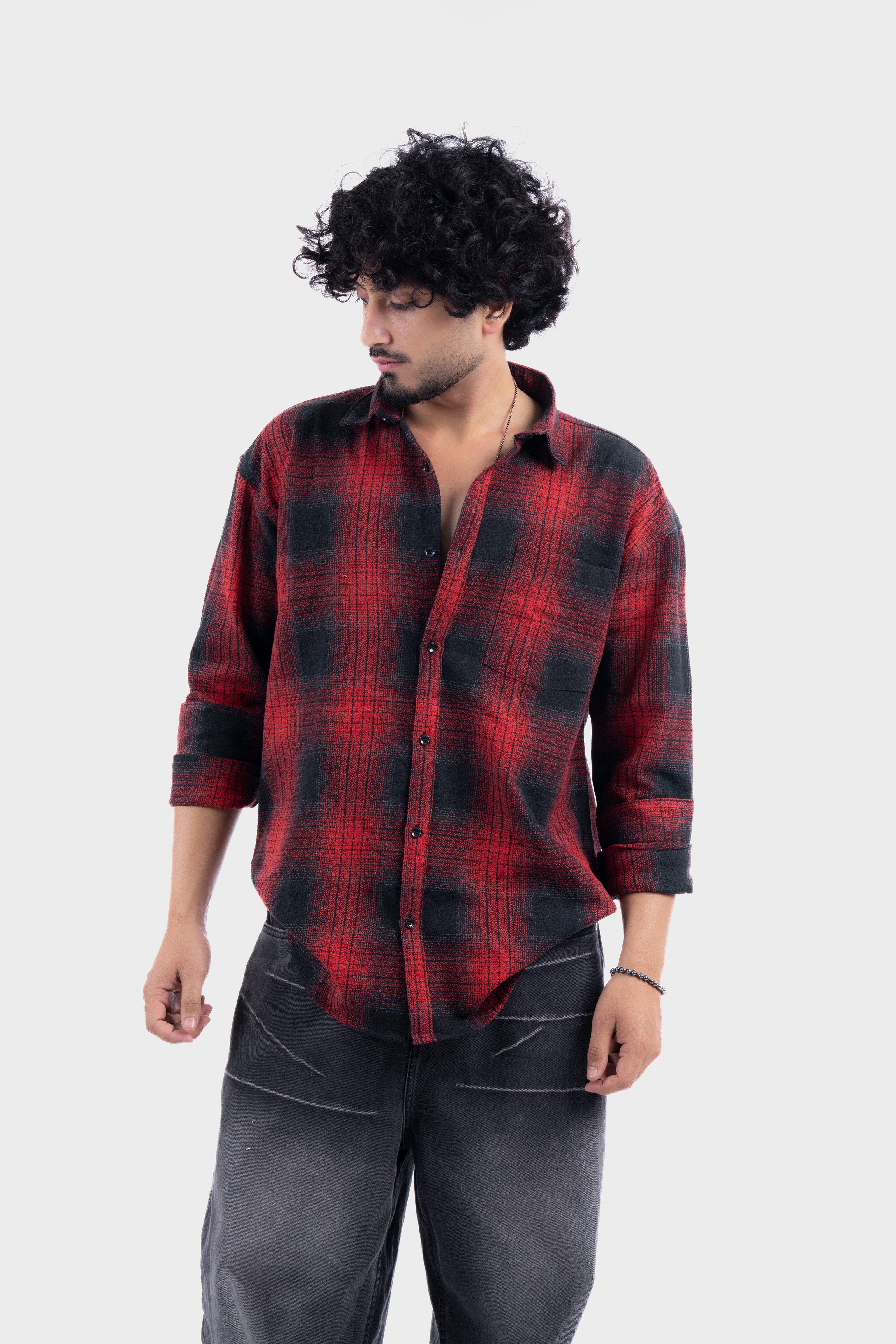 Red Structured Checks Shirt
