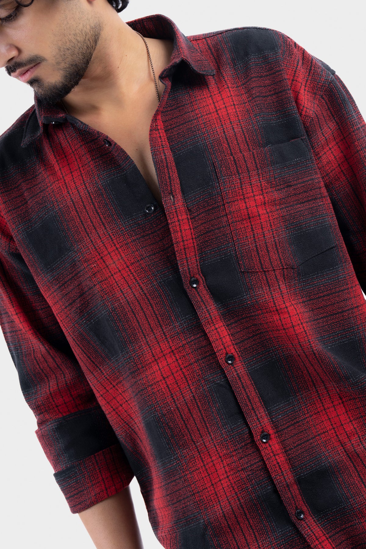Red Structured Checks Shirt
