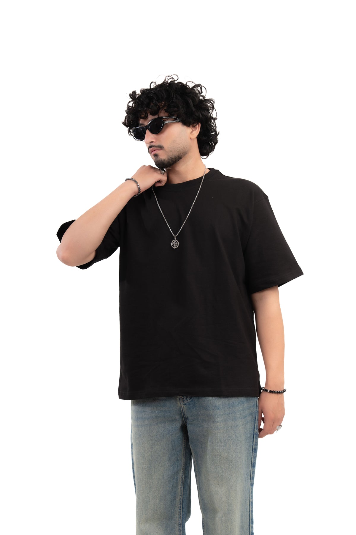Black Solid Oversize T-Shirt