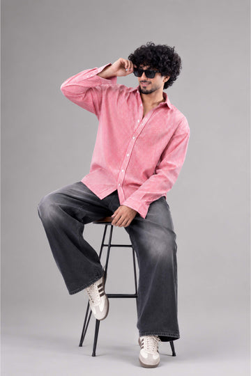 Red and White Striped Regular Fit Full Sleeves Shirt
