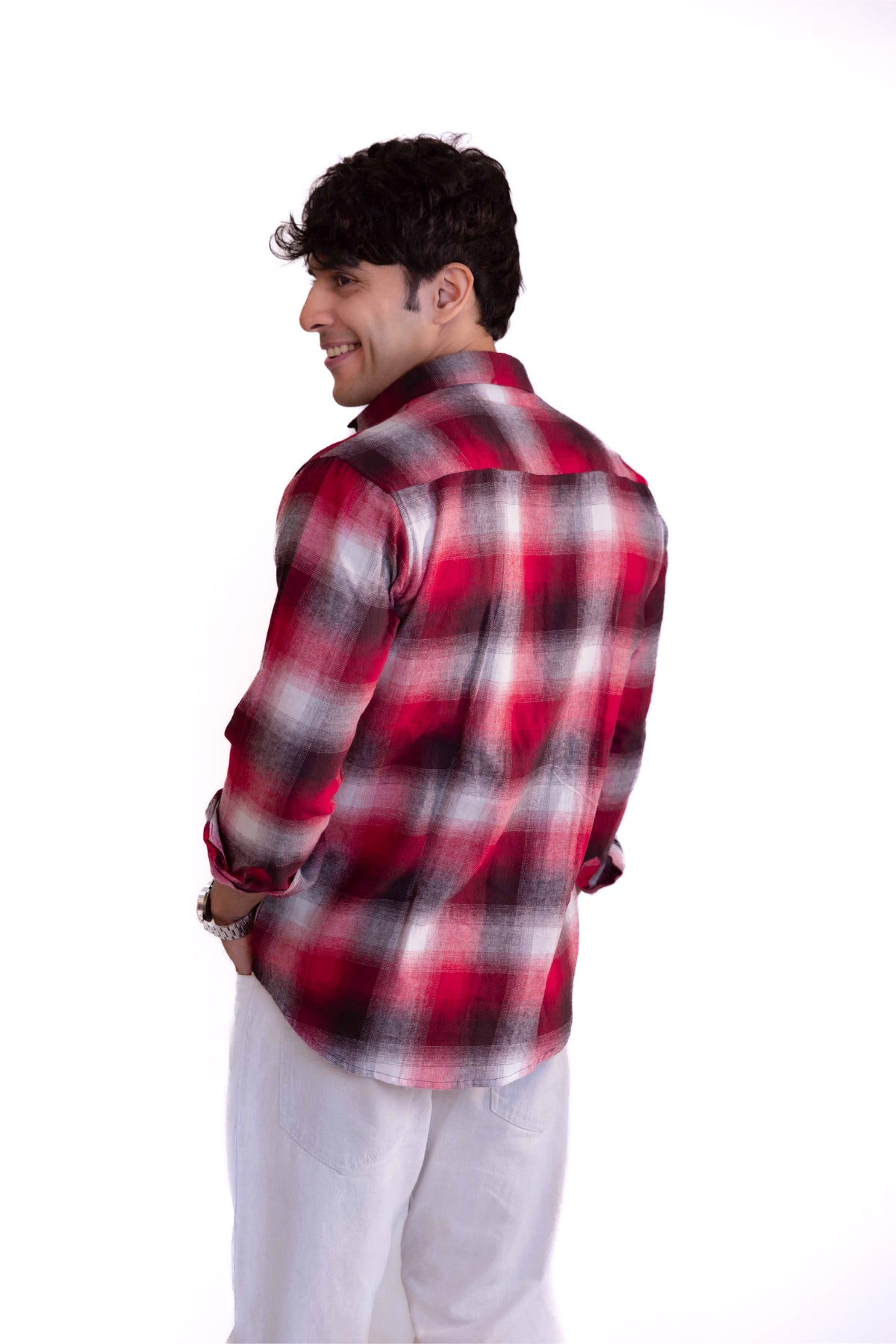 Red and Black Structured Checks Shirt