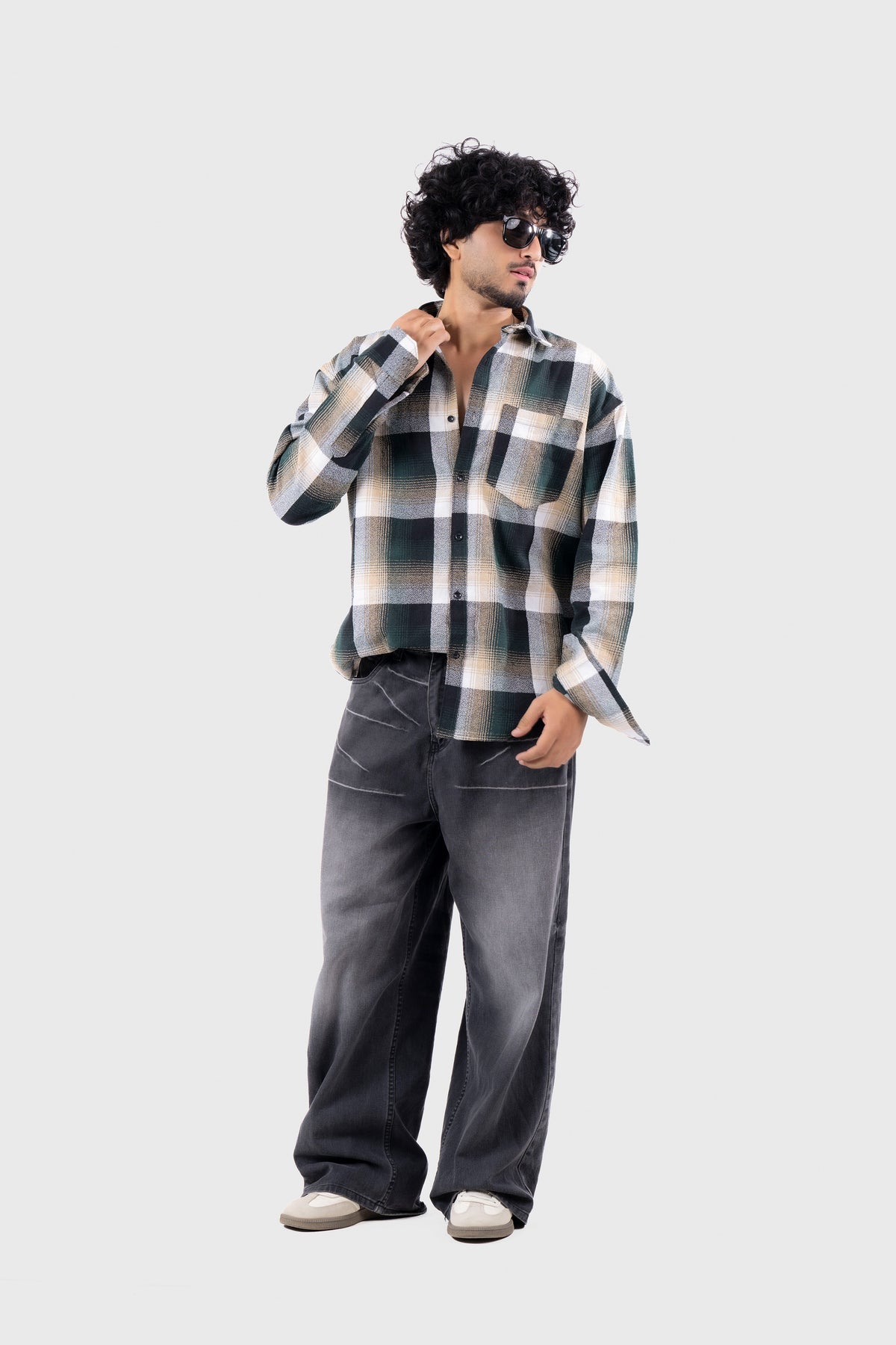 Green Structured Checks Shirt