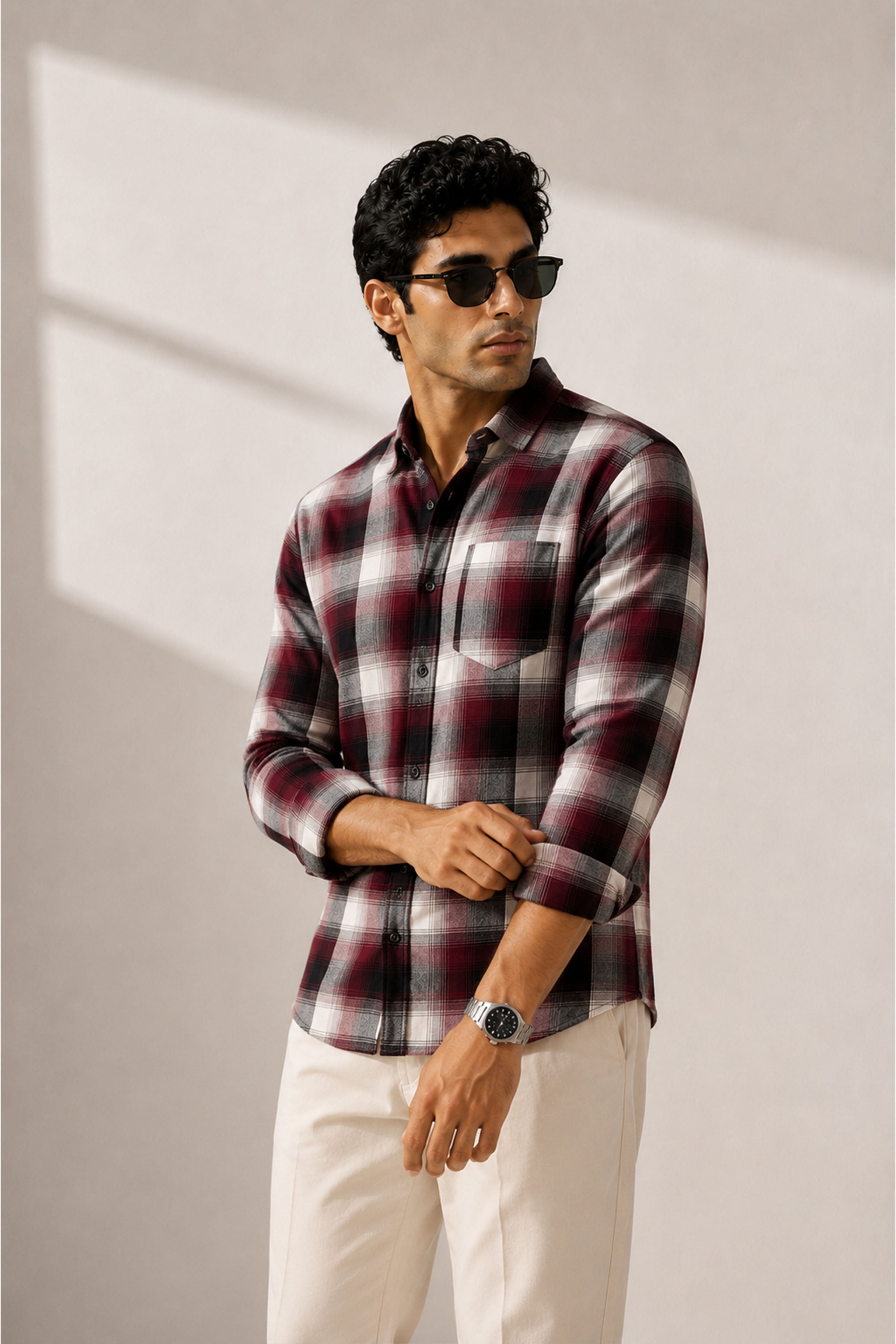 Boxy Fit Oversize Shirt Maroon