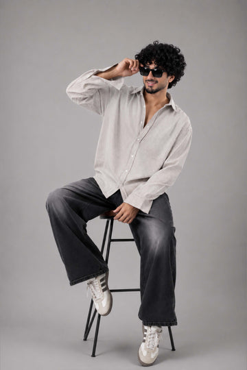 Brown and White Striped Regular Fit Full Sleeves Shirt