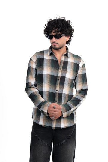 Green Structured Checks Shirt