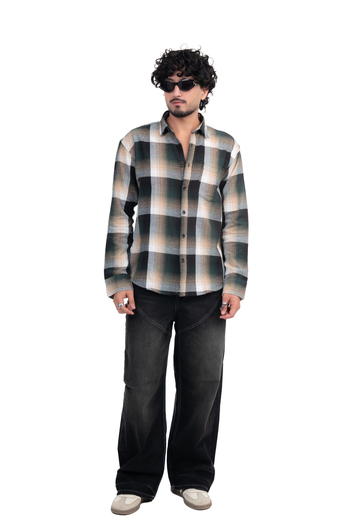 Green Structured Checks Shirt