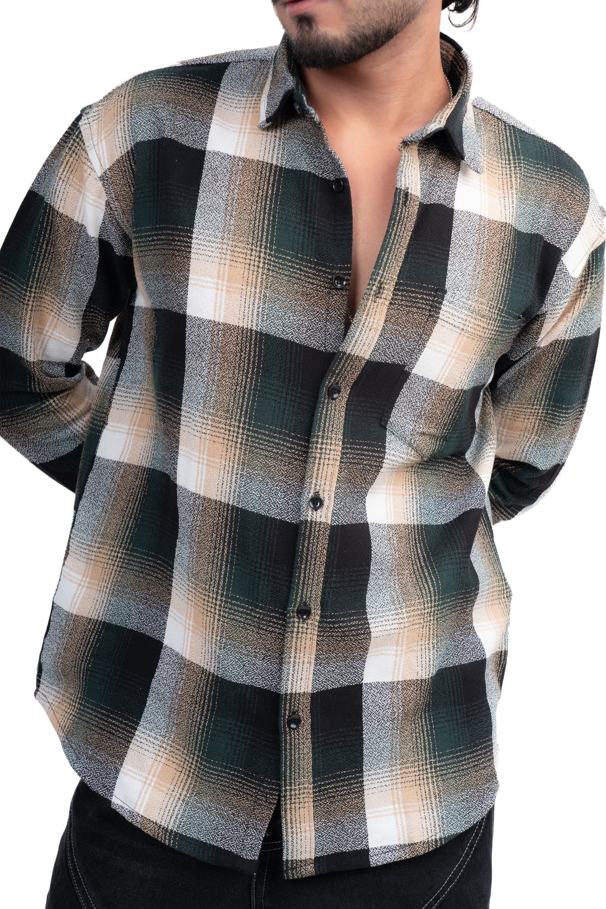 Green Structured Checks Shirt