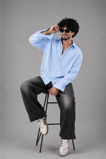 Blue and White Striped Regular Fit Full sleeves Shirt