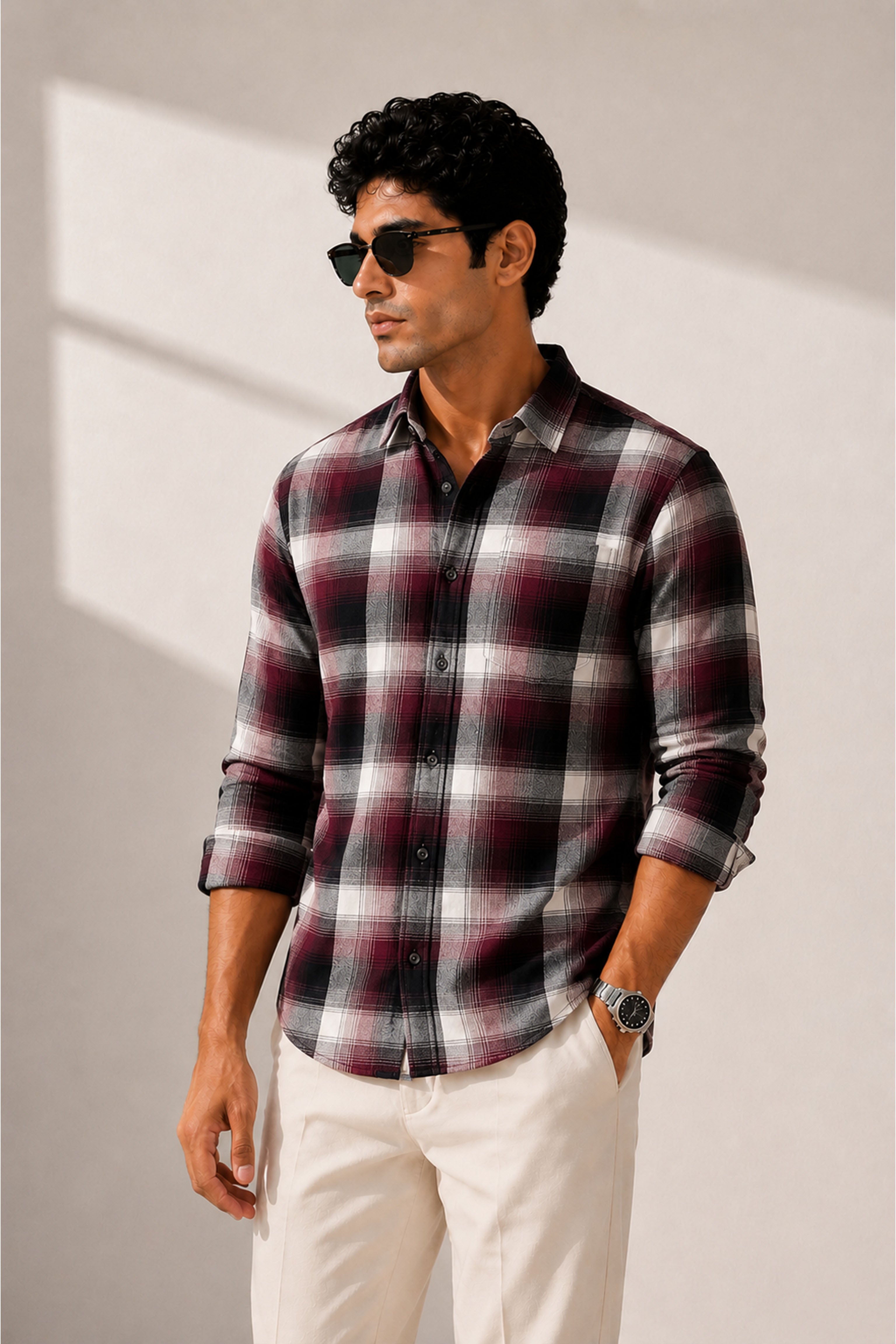 Boxy Fit Oversize Shirt Maroon