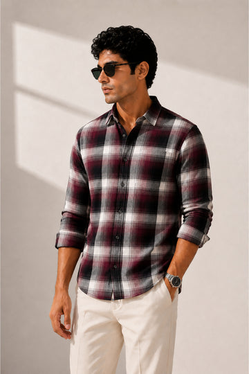 Boxy Fit Oversize Shirt Maroon