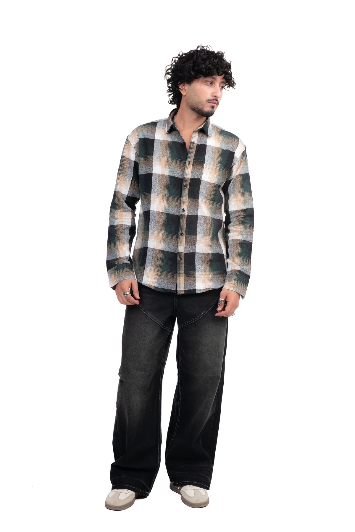 Green Structured Checks Shirt