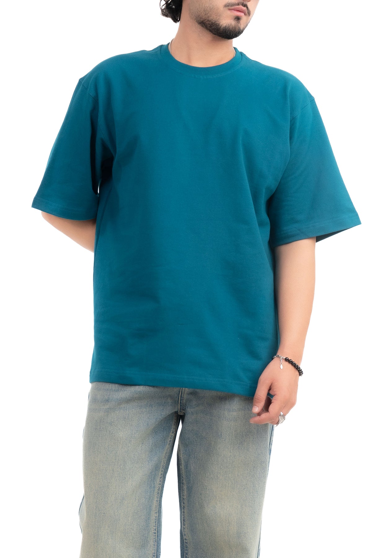 Teal Blue Solid Oversize T-Shirt