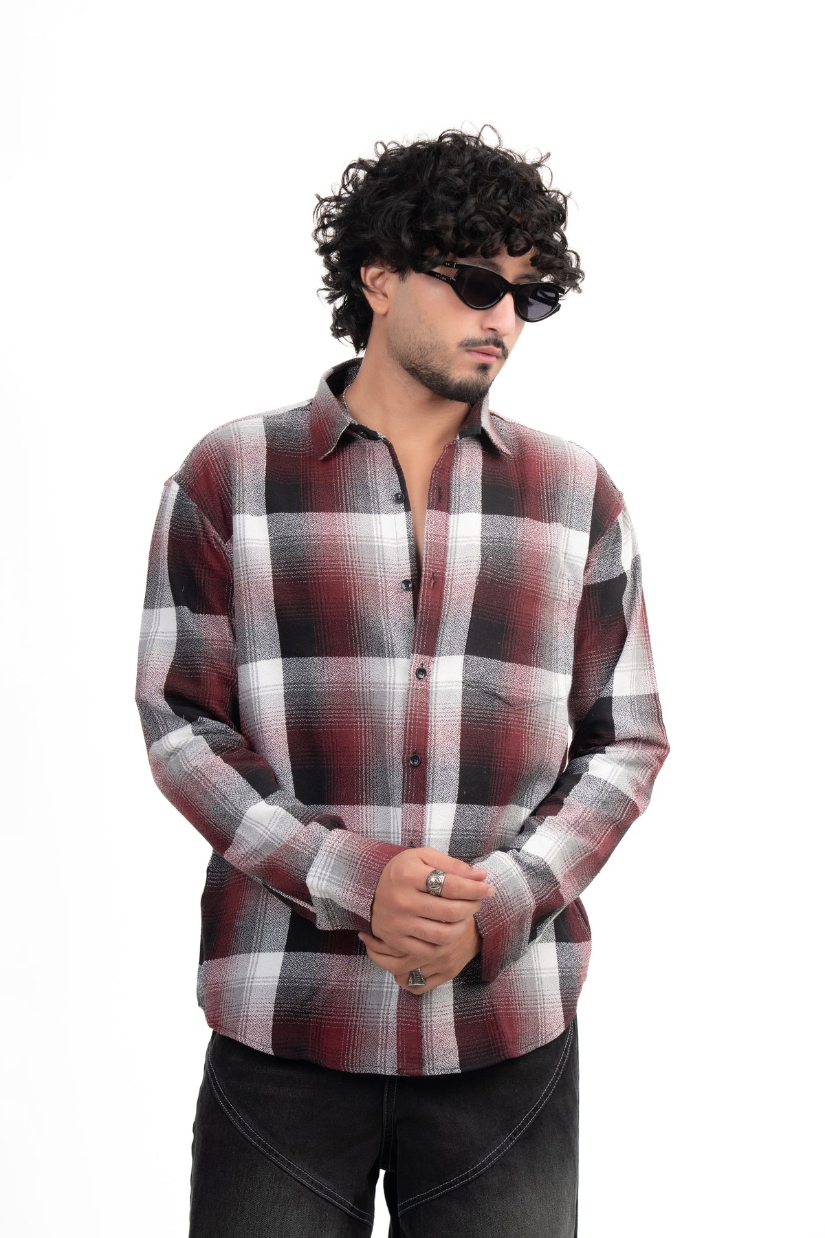 Maroon Structured Checks Shirt