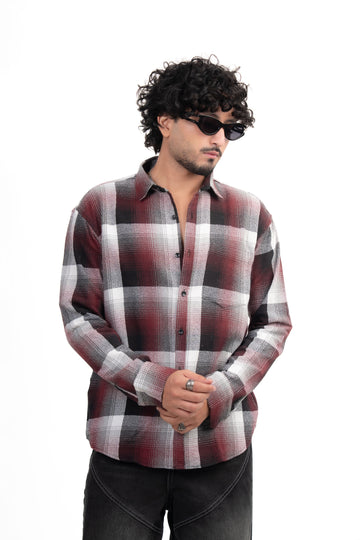 Maroon Structured Checks Shirt