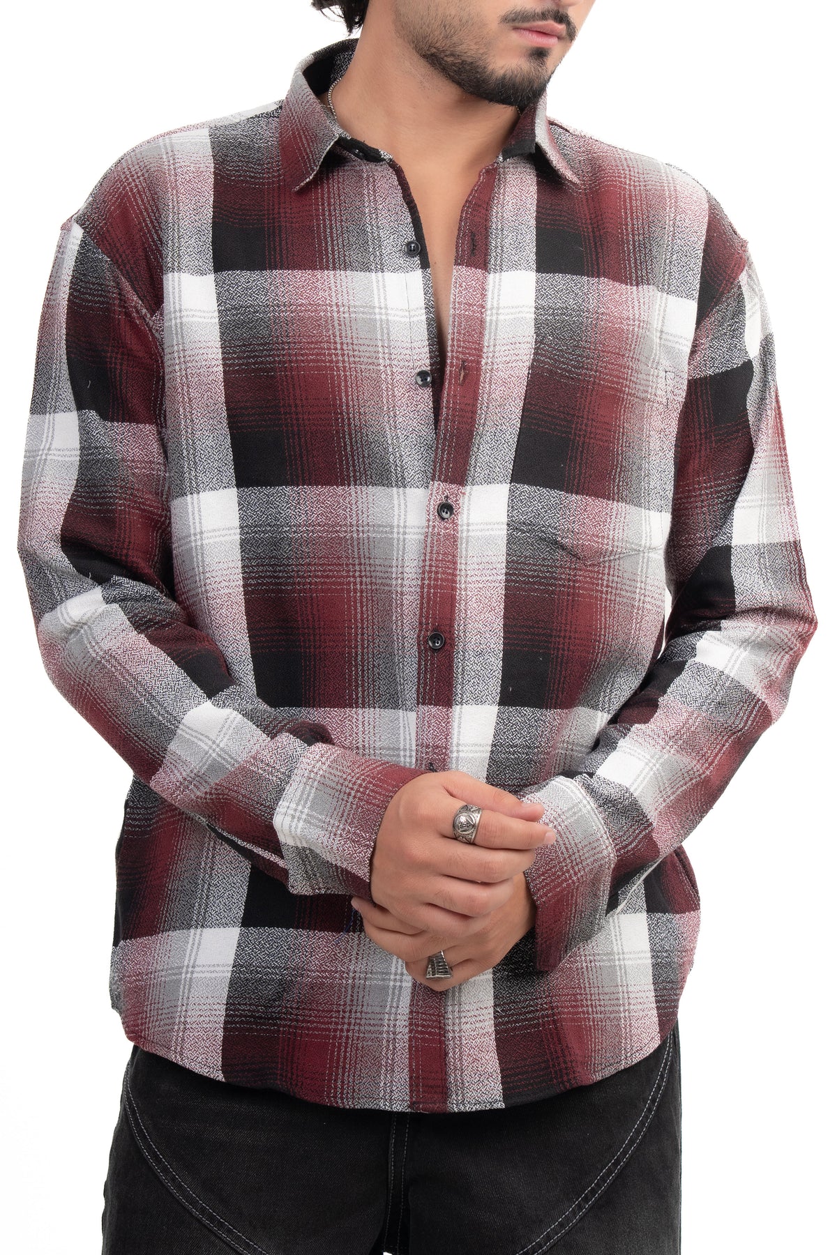 Maroon Structured Checks Shirt