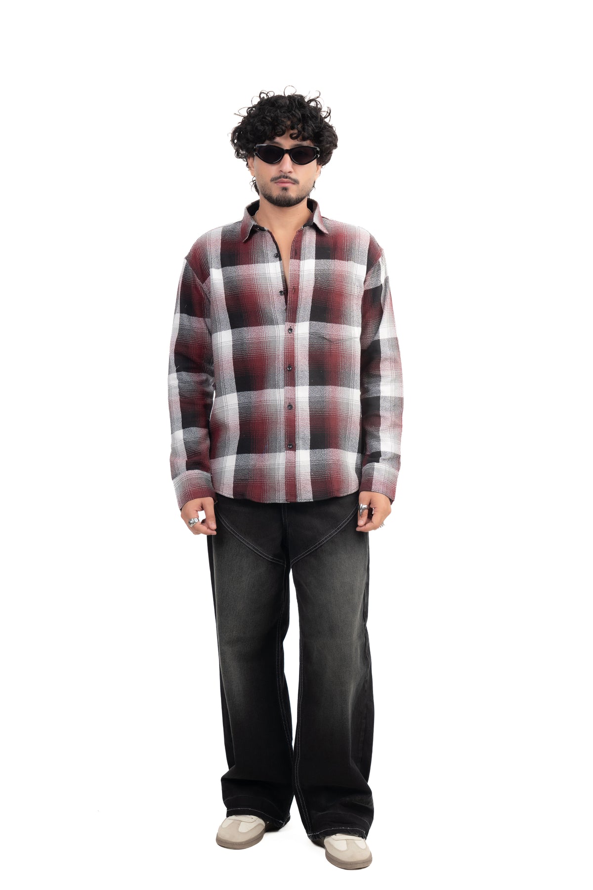 Maroon Structured Checks Shirt