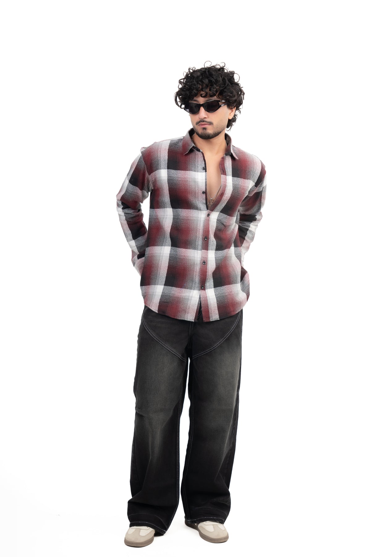 Maroon Structured Checks Shirt