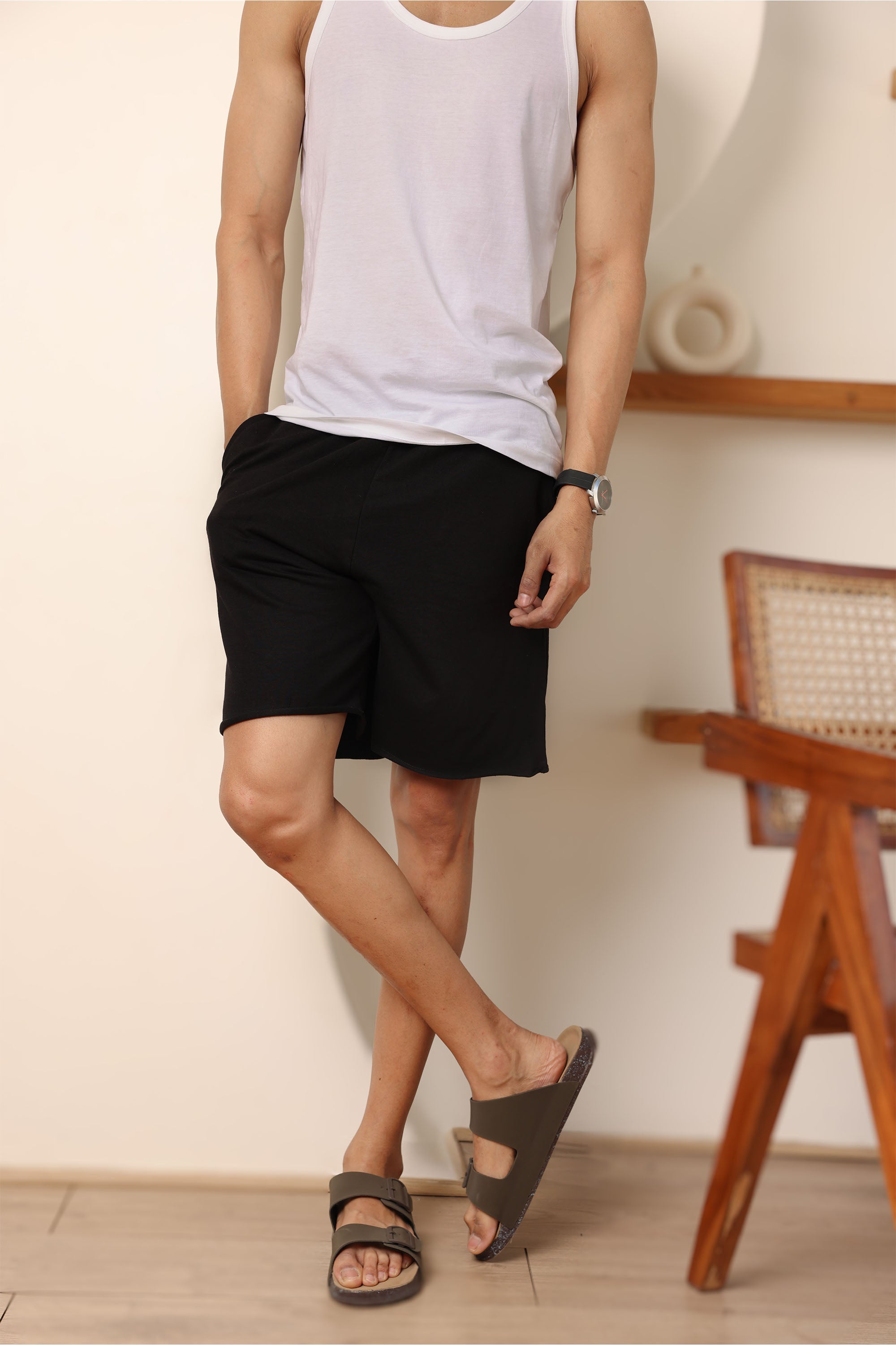 Easy Day Cotton Black Shorts