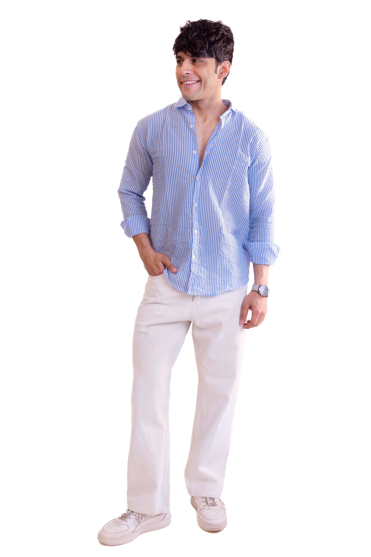 Blue Stripe Regular Fit Full sleeves Shirt
