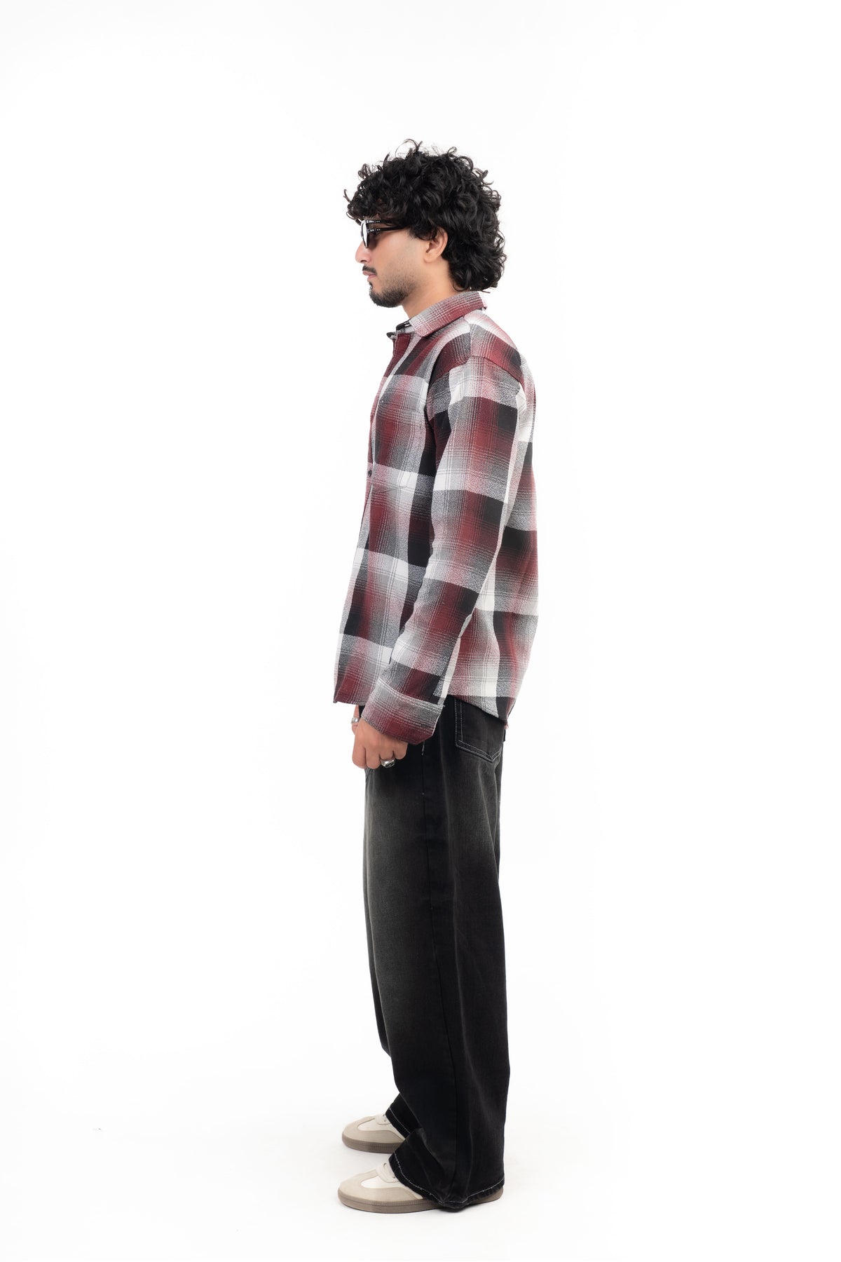 Maroon Structured Checks Shirt