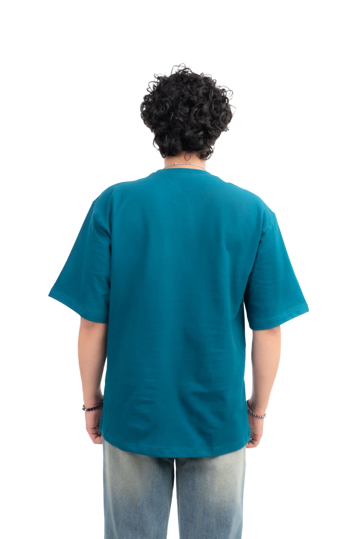 Teal Blue Solid Oversize T-Shirt