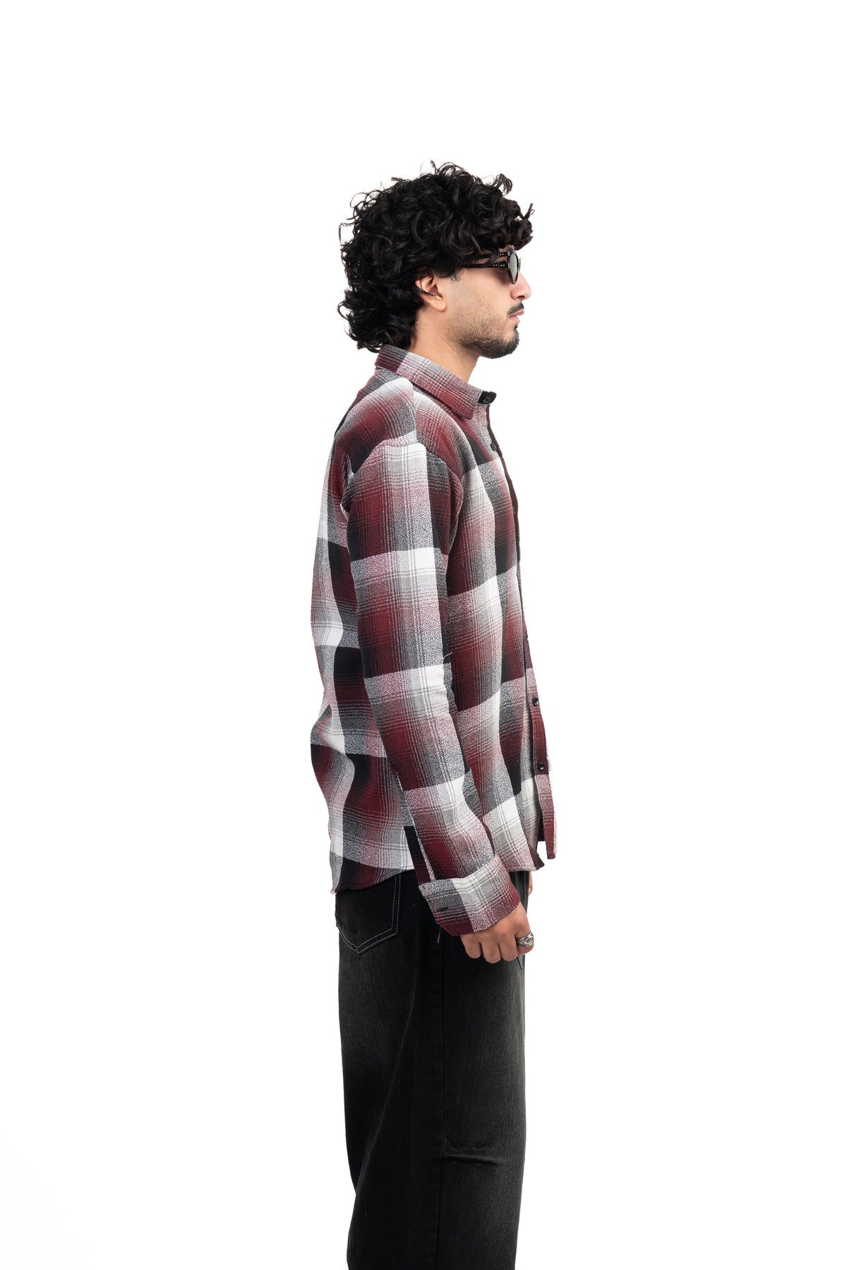 Maroon Structured Checks Shirt