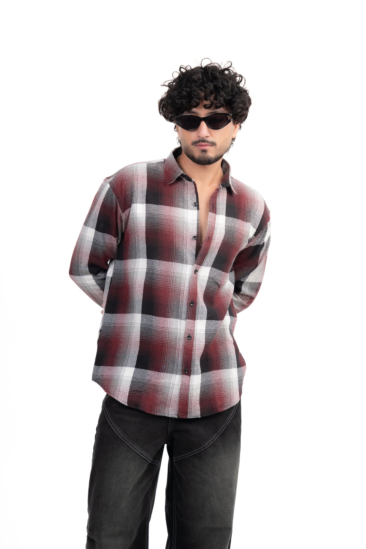 Maroon Structured Checks Shirt