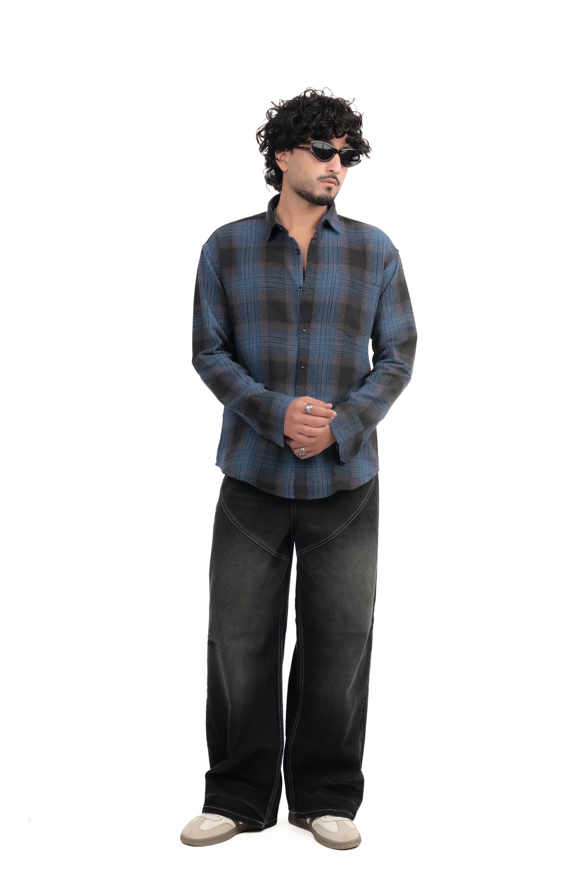 Blue Structured Checks Shirt