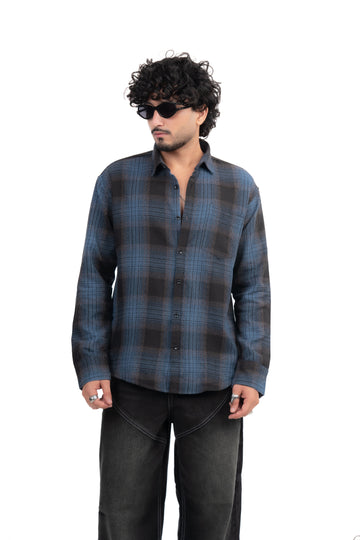 Blue Structured Checks Shirt