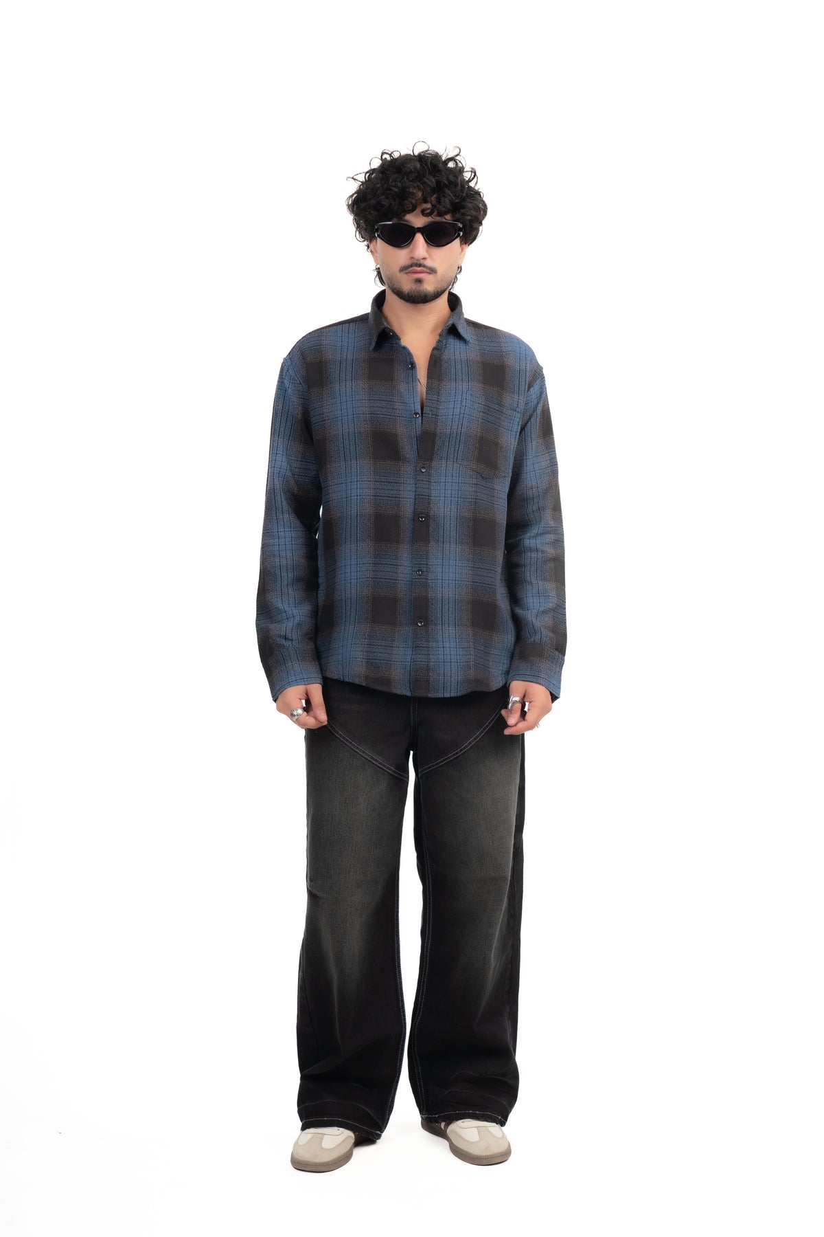 Blue Structured Checks Shirt