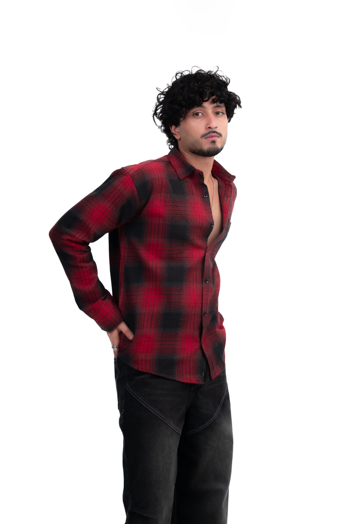 Red Structured Checks Shirt