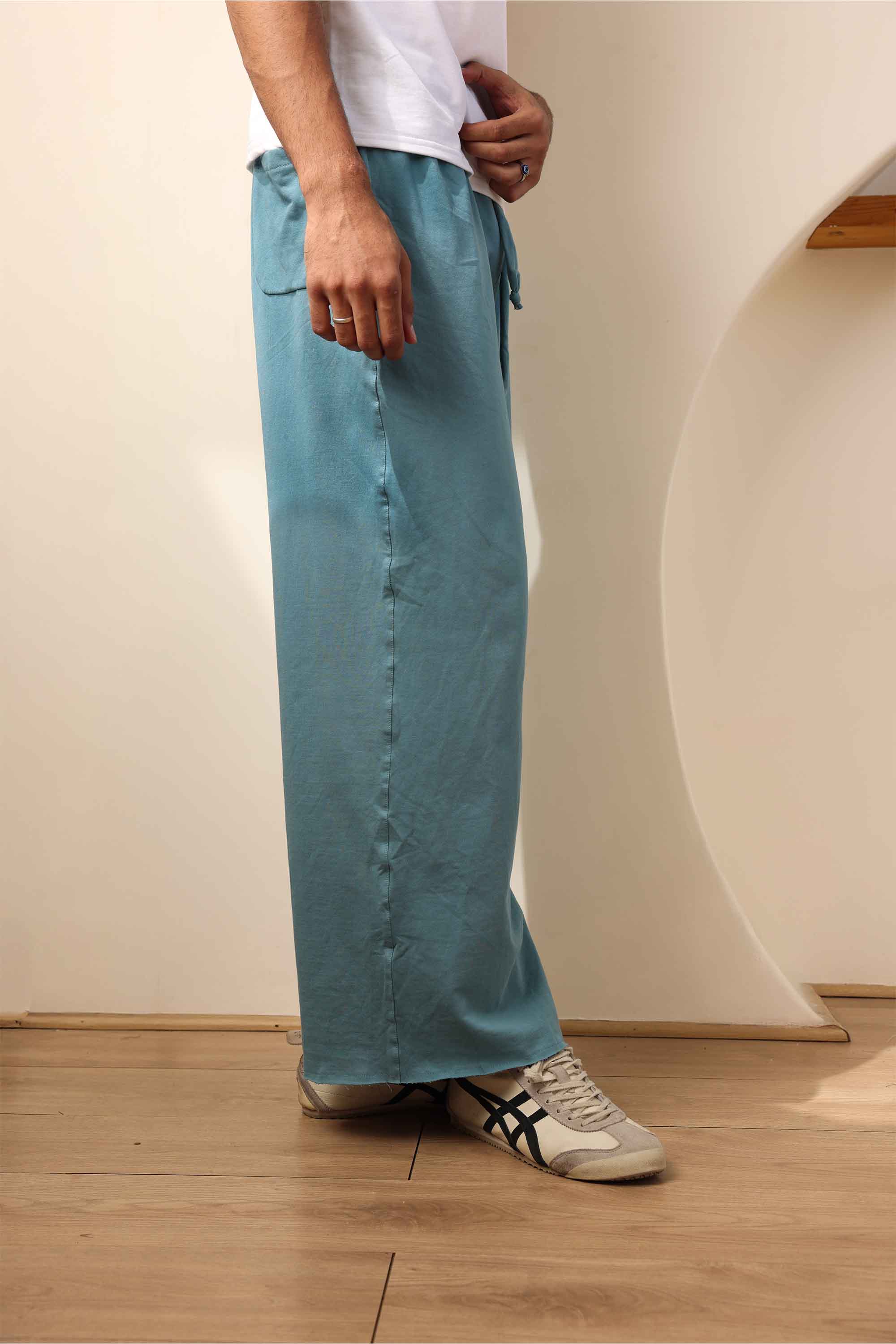 Teal Blue Loose Fit Pants