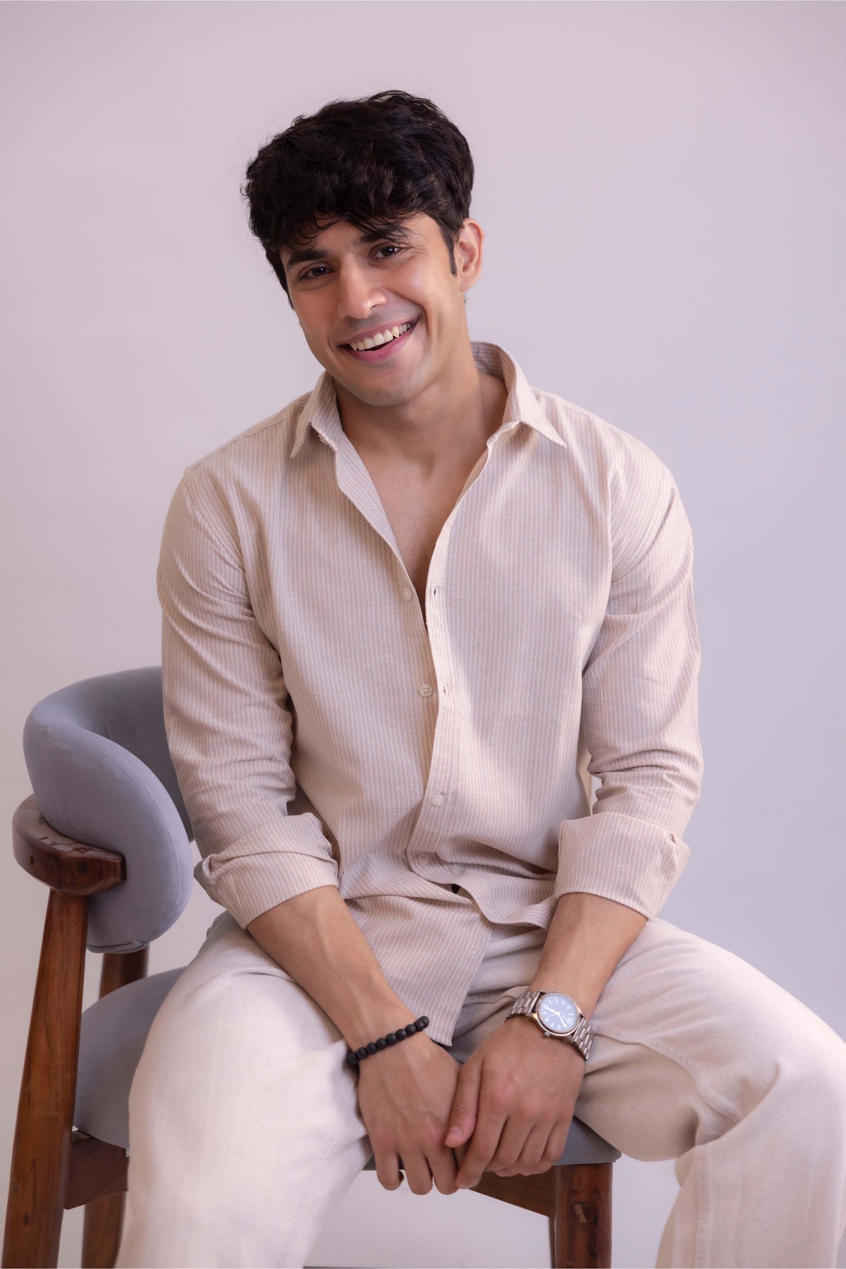 Regular-Fit Full Sleeved Striped Linen-Blend Shirt