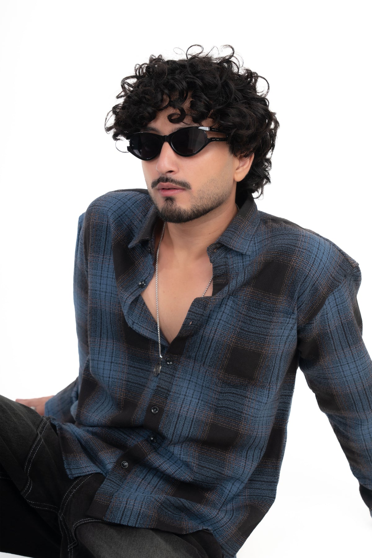 Blue Structured Checks Shirt