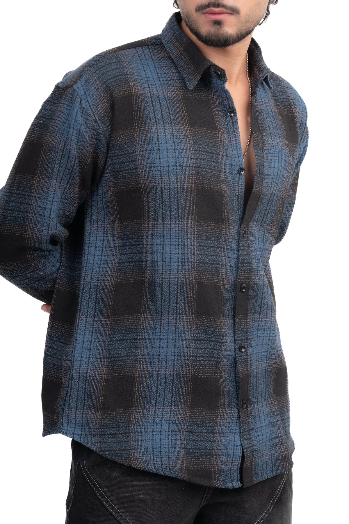 Blue Structured Checks Shirt