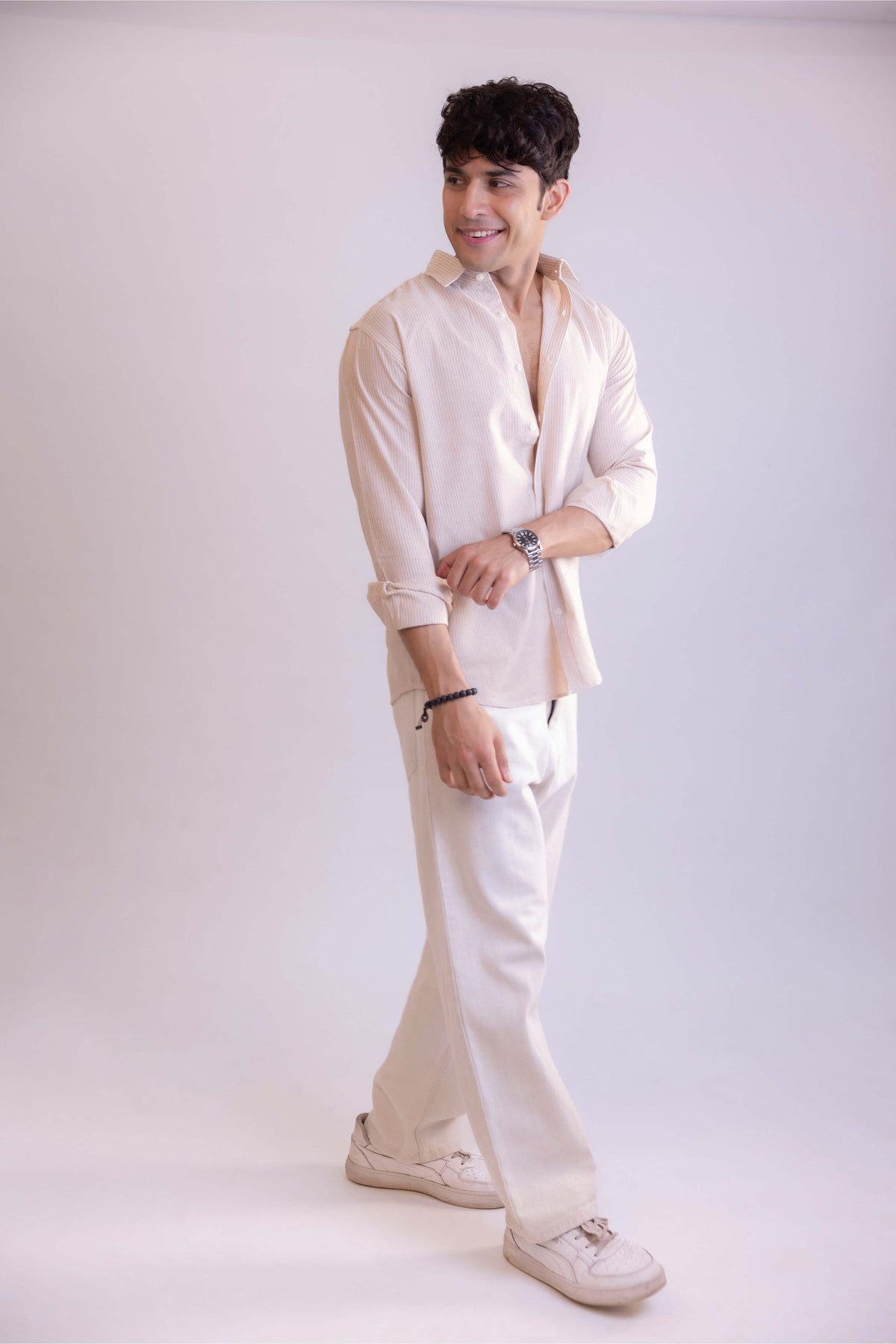 Regular-Fit Full Sleeved Striped Linen-Blend Shirt