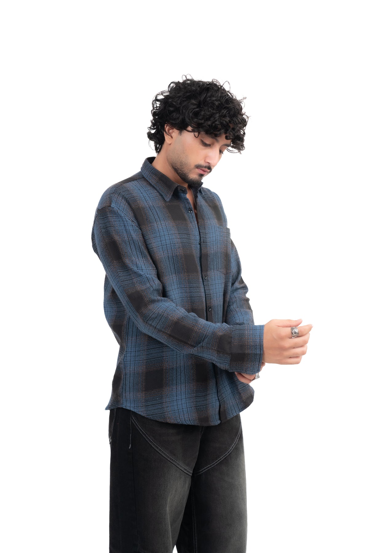 Blue Structured Checks Shirt