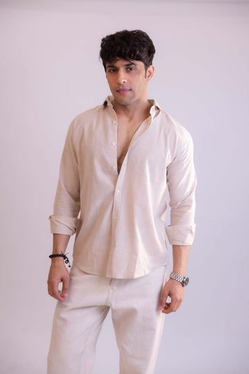 Regular-Fit Full Sleeved Striped Linen-Blend Shirt